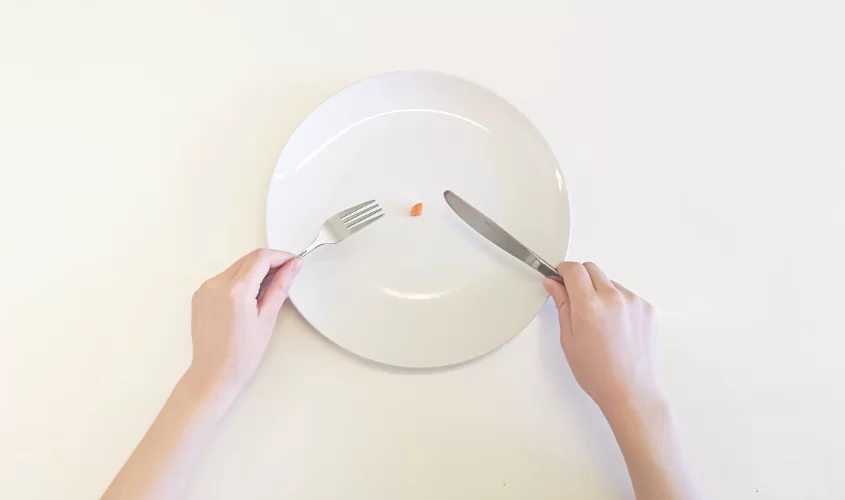 Empty plate with one tiny crumb