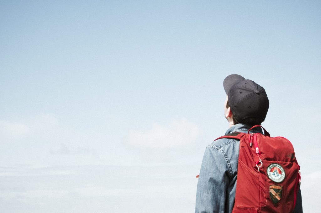 student looking to the open sky