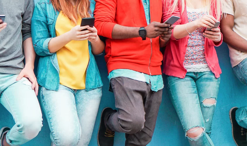 Teens on their phone
