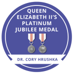 Queen Elizabeth II's Platinum Jubilee Medal for Dr. Cory Hrushka badge