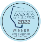 Alberta Business Awards of Distinction Winner 2022 - Small Business of the Year badge