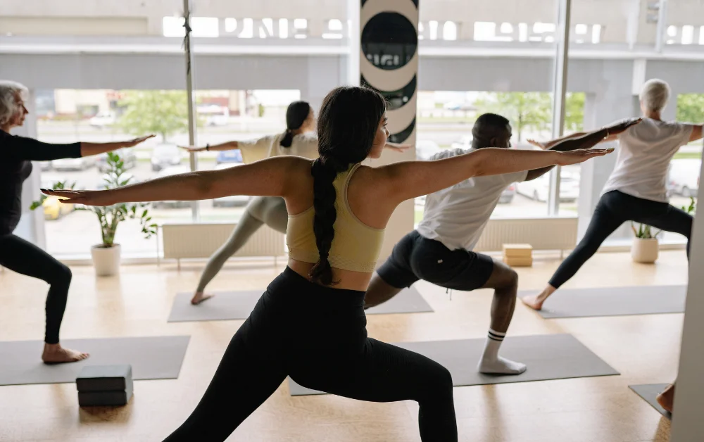 Women attending a yoga class